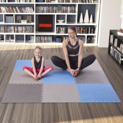 Protective Mat One Fitness MP-10, Gray-Blue, 60x60x1cm, 9pcs.