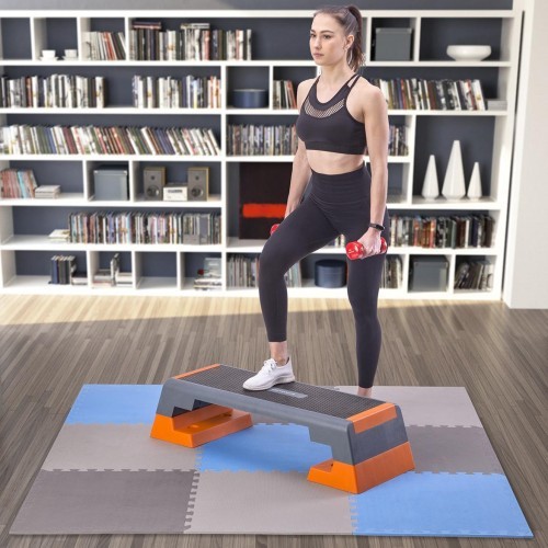 Aizsargpaklājs One Fitness MP-10, pelēkzils, 60x60x1 cm, 9 gab.
