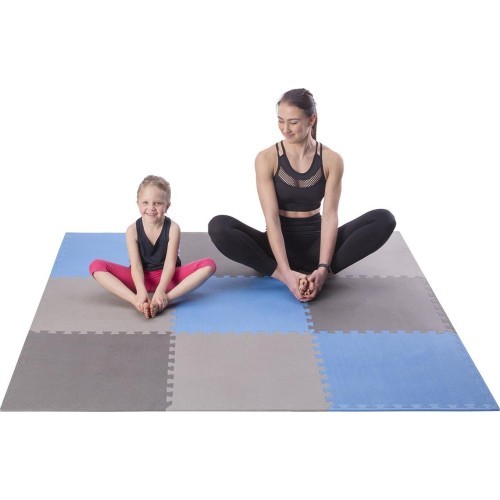 Aizsargpaklājs One Fitness MP-10, pelēkzils, 60x60x1 cm, 9 gab.