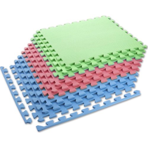 Защитный мат One Fitness MP-10, зелено-сине-красный, 60 x 60 x 1 см, 9 шт.