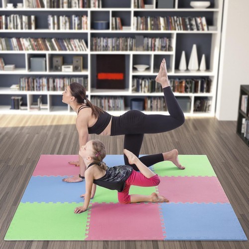 Защитный мат One Fitness MP-10, зелено-сине-красный, 60 x 60 x 1 см, 9 шт.