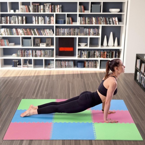 Protective Mat One Fitness MP-10, green-blue-red, 60x60x1cm, 9pcs.