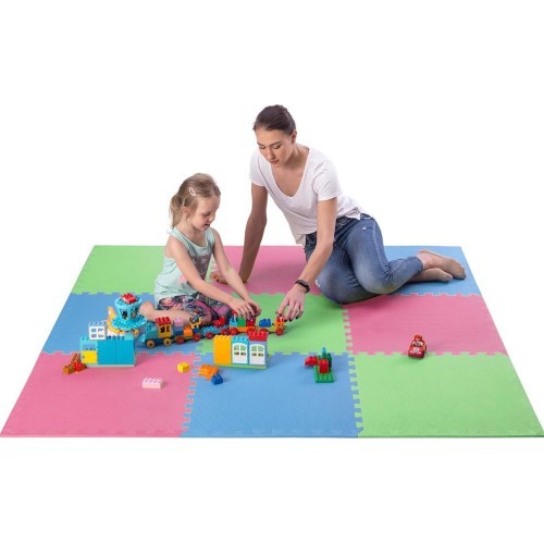 Защитный мат One Fitness MP-10, зелено-сине-красный, 60 x 60 x 1 см, 9 шт.