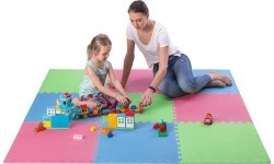 Защитный мат One Fitness MP-10, зелено-сине-красный, 60 x 60 x 1 см, 9 шт.
