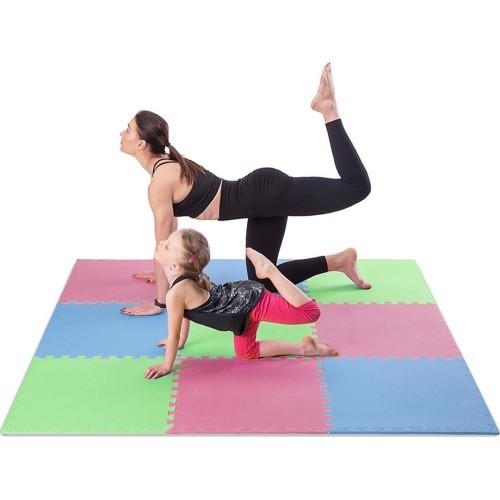 Aizsargpaklājs One Fitness MP-10, zaļš-zils-sarkans, 60 x 60 x 1 cm, 9 gab.