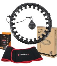 KOMPLEKTS HULA HOOP HHW01 MELNS AR SVARU HMS + JOSTAS BALSTS BR163 SARKANS