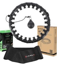 KOMPLEKTS HULA HOOP PLUS SIZE HHW12 MELNS AR SVARU HMS + VIDUKĻA ATBALSTS BR163 SARKANS