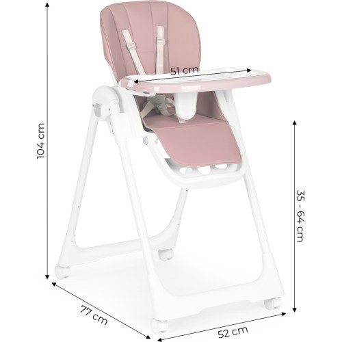 Feeding chair height adjustment eco leather straps double tray