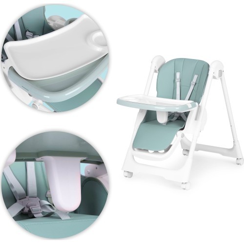 Feeding chair height adjustment eco leather straps double tray