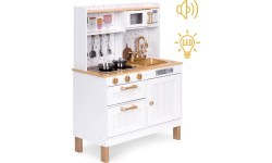 Children's kitchen with sounds and LED wooden large openable cabinets 7 accessories ECOTOYS