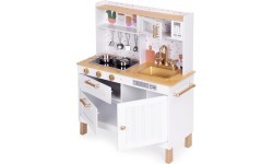 Children's kitchen with sounds and LED wooden large openable cabinets 7 accessories ECOTOYS