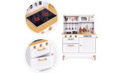 Детская кухня со звуками и LED, деревянные открывающиеся шкафчики, 7 аксессуаров ECOTOYS