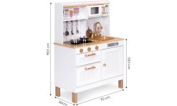 Children's kitchen with sounds and LED wooden large openable cabinets 7 accessories ECOTOYS