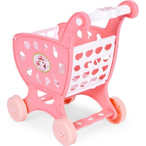 Shopping cart for supermarket kitchen + 18 accessories pink