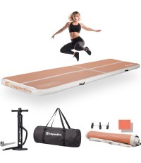 Inflatable Exercise Mat inSPORTline Airstunt 400 x 100 x 10 cm Mocha Mousse w/ Hand Pump