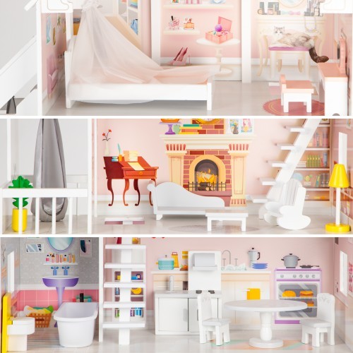 Koka leļļu māja Eco Toys Powder Mansion