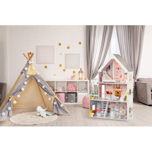 Wooden Dollhouse Eco Toys Powder Mansion