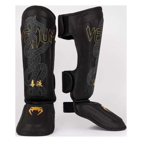 Venum Serpenti Shin Guards - Black/Silver/Gold