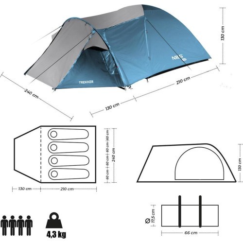 Сине-серая кемпинговая палатка NC6012 Trekker Nils Camp