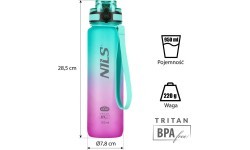 NCD04 GREEN-PINK TRITAN BOTTLE NILS CAMP