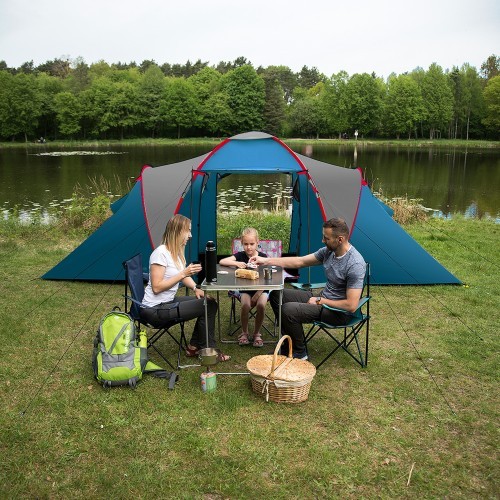 Кемпинговая палатка NC6431 синяя и светло-серая Highland IV Nils Camp