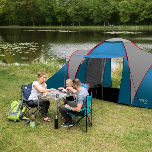Кемпинговая палатка NC6431 синяя и светло-серая Highland IV Nils Camp