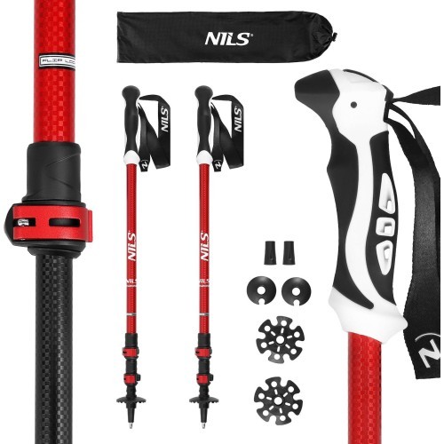 TK8601 RED ALUMINIUM TREKKING POLES NILS