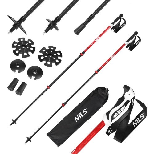 Sarkanas alumīnija trekinga nūjas TK8601 NILS
