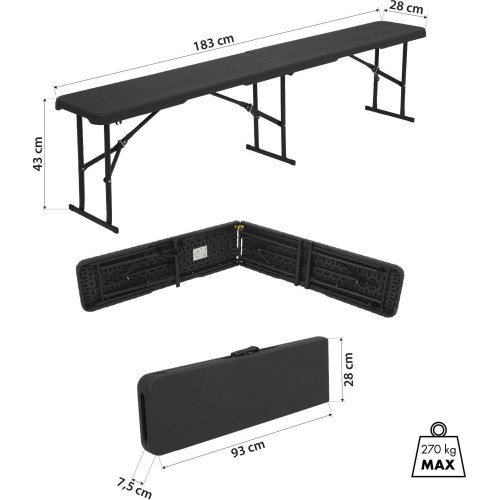 Saliekams dārza sols NC3404 183 cm, antracīta krāsā, Nils Camp