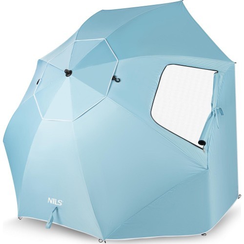 NC17114 BEACH UMBRELLA/WINDSCREEN 2IN1 XXL 240 CM BLUE NILS