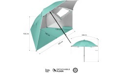 NC17114 BEACH UMBRELLA/WINDSCREEN 2IN1 XXL 240 CM GREEN NILS