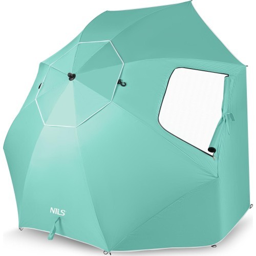 NC17114 BEACH UMBRELLA/WINDSCREEN 2IN1 XXL 240 CM GREEN NILS
