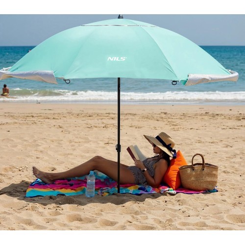 NC17114 BEACH UMBRELLA/WINDSCREEN 2IN1 XXL 240 CM GREEN NILS
