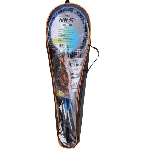 Badmintona komplekts Nils NRZ012, tērauds, 2 raketes, 3 badmintona spalvas, tīkls 195 x 22 cm, futrālis