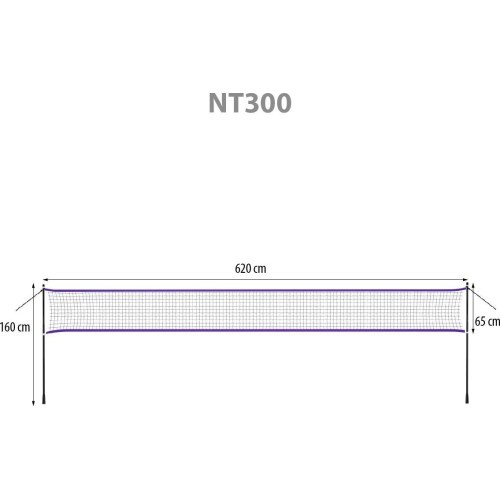 NT300 BADMINTON NET 600x60cm + FULL COVER NILS