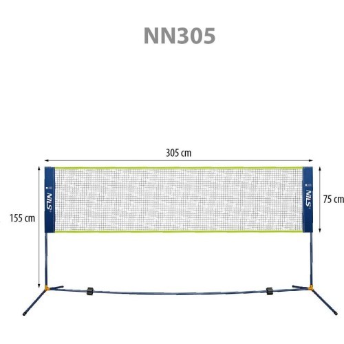 Badmintona tīkls NILS NN305 305 cm ar pilnu pārsegu