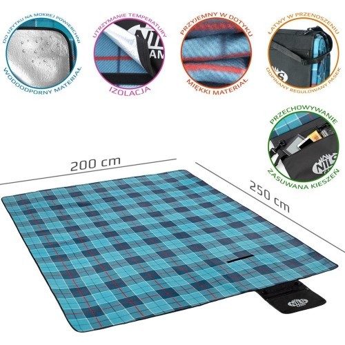 Picnic Mat Nils Camp NC8002 Blue, 250x200cm, PE, Aluminum