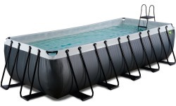EXIT Black Leather baseins 540x250x122 cm ar smilšu filtra sūkni, melns