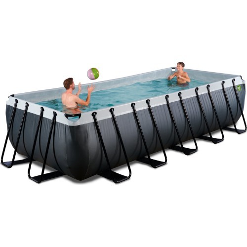 EXIT Black Leather baseins 540x250x122 cm ar smilšu filtra sūkni, melns