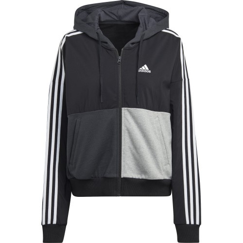 Женская толстовка Adidas на молнии, серо-чёрная, HC8833