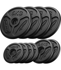 Olimpisko čuguna atsvaru komplekts Marbo, 30kg / 4x5kg + 2x2,5kg + 4x1,25kg