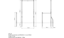 Ārējais pievilkšanās stienis ar maisiņu turētāju un garām niršanas margām MO-Z2 - Marbo Sport