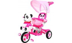 3-wheeled Panda Bike for Kids Pink + Sounds + Roof + Barrier + Footrest + Handle + Storage