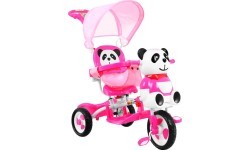 3-wheeled Panda Bike for Kids Pink + Sounds + Roof + Barrier + Footrest + Handle + Storage