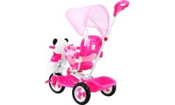 3-wheeled Panda Bike for Kids Pink + Sounds + Roof + Barrier + Footrest + Handle + Storage
