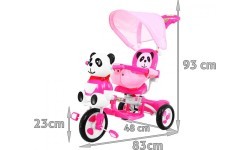 3-wheeled Panda Bike for Kids Pink + Sounds + Roof + Barrier + Footrest + Handle + Storage
