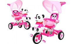3-wheeled Panda Bike for Kids Pink + Sounds + Roof + Barrier + Footrest + Handle + Storage