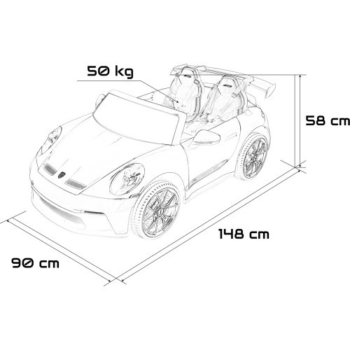 Elektromobilis Porsche 911 GT3, balts