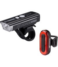 Velosipēda lukturu komplekts FORCE Futuro, uzlādējams ar USB (melns)