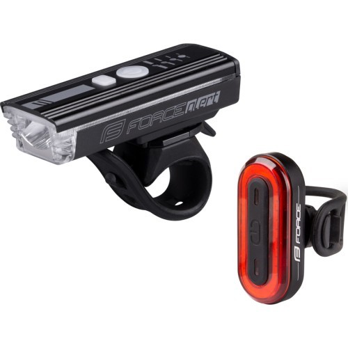 Комплект велосипедных фонарей FORCE Futuro, зарядка USB (чёрный)